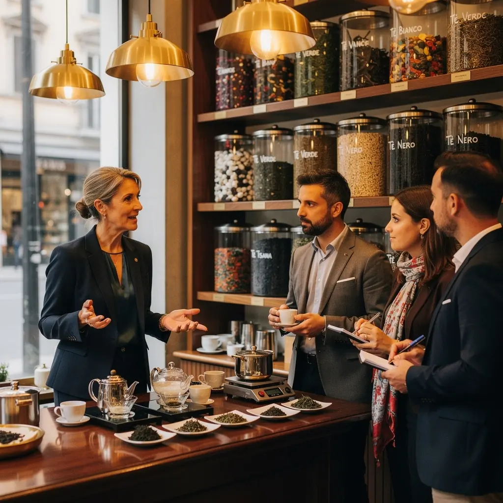 Un infusore per tè con foglie di tè bianco in una teiera.